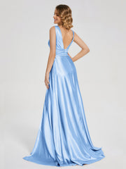 Sweep Train Long Soft Satin Dresses