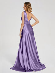 Sweep Train Long Soft Satin Dresses