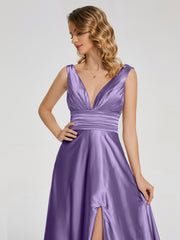 Sweep Train Long Soft Satin Dresses