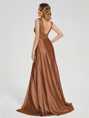 Sweep Train Long Soft Satin Dresses