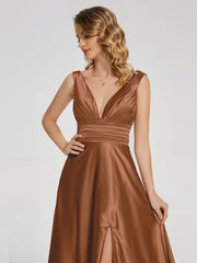 Sweep Train Long Soft Satin Dresses