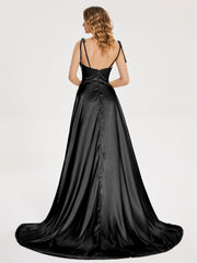 Cowl Court Train Soft Satin Prom Dresses
