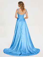 Cowl Court Train Soft Satin Prom Dresses