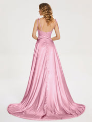 Cowl Court Train Soft Satin Prom Dresses