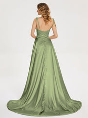Cowl Court Train Soft Satin Prom Dresses