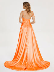 Cowl Court Train Soft Satin Prom Dresses