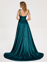 Cowl Court Train Soft Satin Prom Dresses