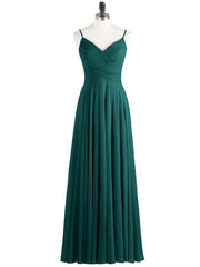 Spaghetti Strap Chiffon Dress with V Neck-Peacock