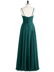 Spaghetti Strap Chiffon Dress with V Neck-Peacock