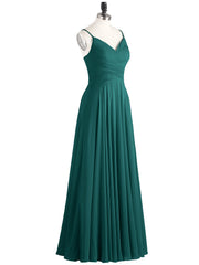 Spaghetti Strap Chiffon Dress with V Neck-Peacock