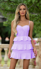 Kiara Short White Ruffled Graduation Party Dress