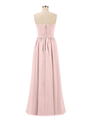 Chiffon Long Strapless Dress for Bridemaids Dusty Rose