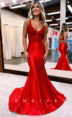 L0818 - Special Occasion Plunging  V-Neck Sleeveless Long Dress