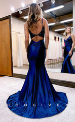 L0818 - Special Occasion Plunging  V-Neck Sleeveless Long Dress