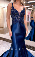 L0818 - Special Occasion Plunging  V-Neck Sleeveless Long Dress