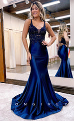 L0818 - Special Occasion Plunging  V-Neck Sleeveless Long Dress