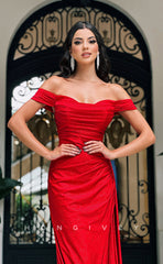 L0965 - Sparkly Off-Shuolder High Slit With Train Evening Party Prom Dress