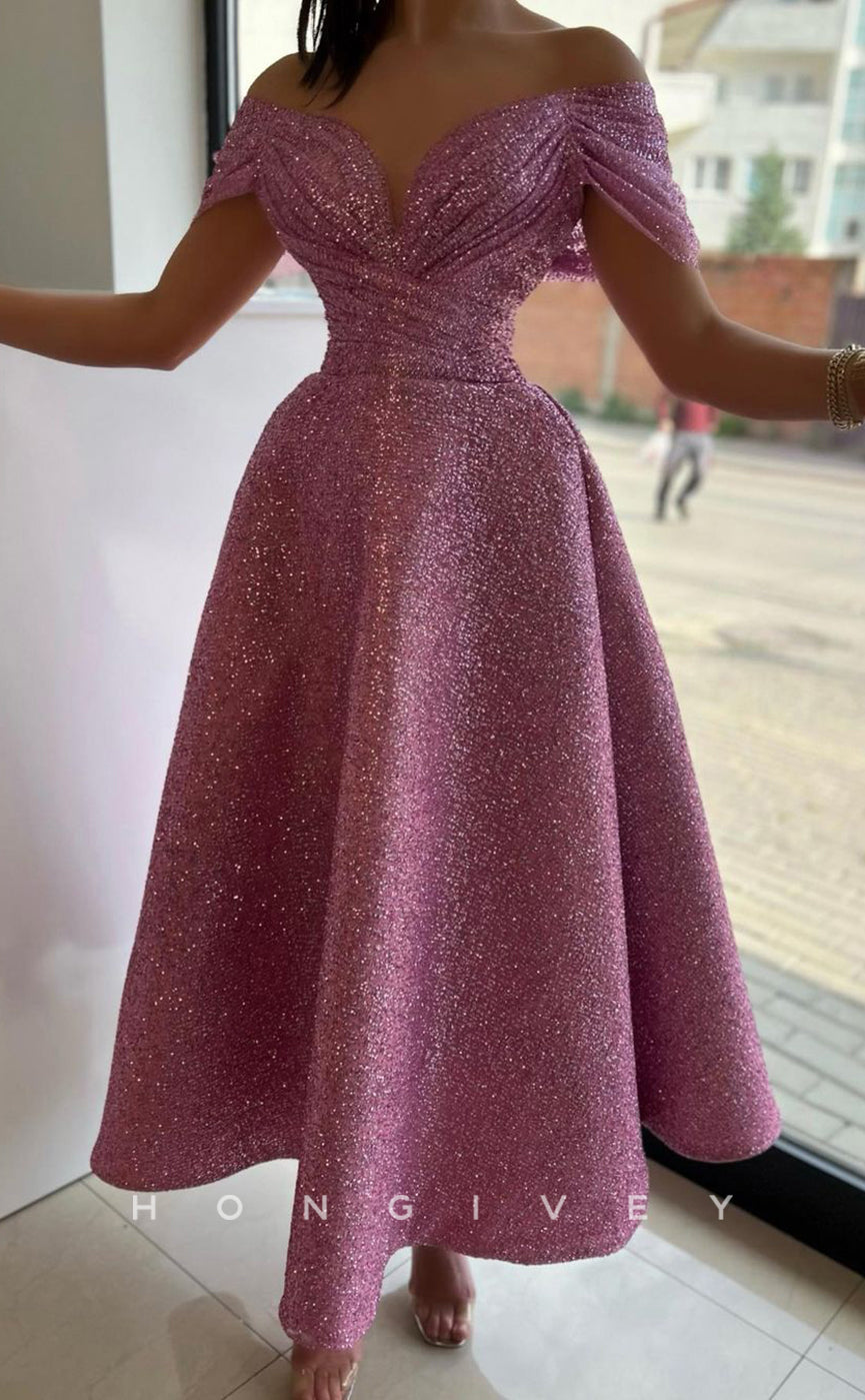L0947 - Ornate Fully Sequined Deep V-Neck Draw Back Evening Party Prom Dress