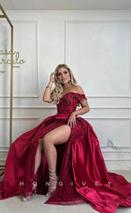 L1001 - Sparkly Crystal Beaded Illusion With Train And Slit  Party Prom Formal Evening Dress