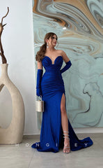 L1005 - Sparkly Sleeves With Train And Slit And Overskirt  Evening Prom Formal Party Dress