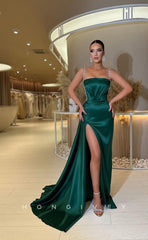 L0957 - Crystal Beaded Halter High Slit With Train Evening Party Prom Dress