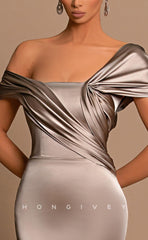 L0972 - Couture Simple Mermaid With Train Asymmetrical Evening Party Prom Formal Dress