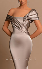 L0972 - Couture Simple Mermaid With Train Asymmetrical Evening Party Prom Formal Dress