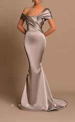 L0972 - Couture Simple Mermaid With Train Asymmetrical Evening Party Prom Formal Dress