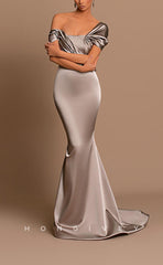 L0972 - Couture Simple Mermaid With Train Asymmetrical Evening Party Prom Formal Dress