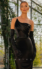 L0987  - Couture Asymmetrical Draped Mermaid Prom Evening Party Formal Dress