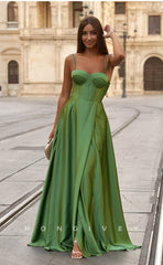 L1019 - Couture Simple Lace-Up Back With Train Formal Party Evening Prom Dress