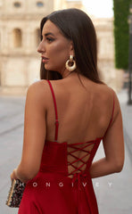 L1019 - Couture Simple Lace-Up Back With Train Formal Party Evening Prom Dress