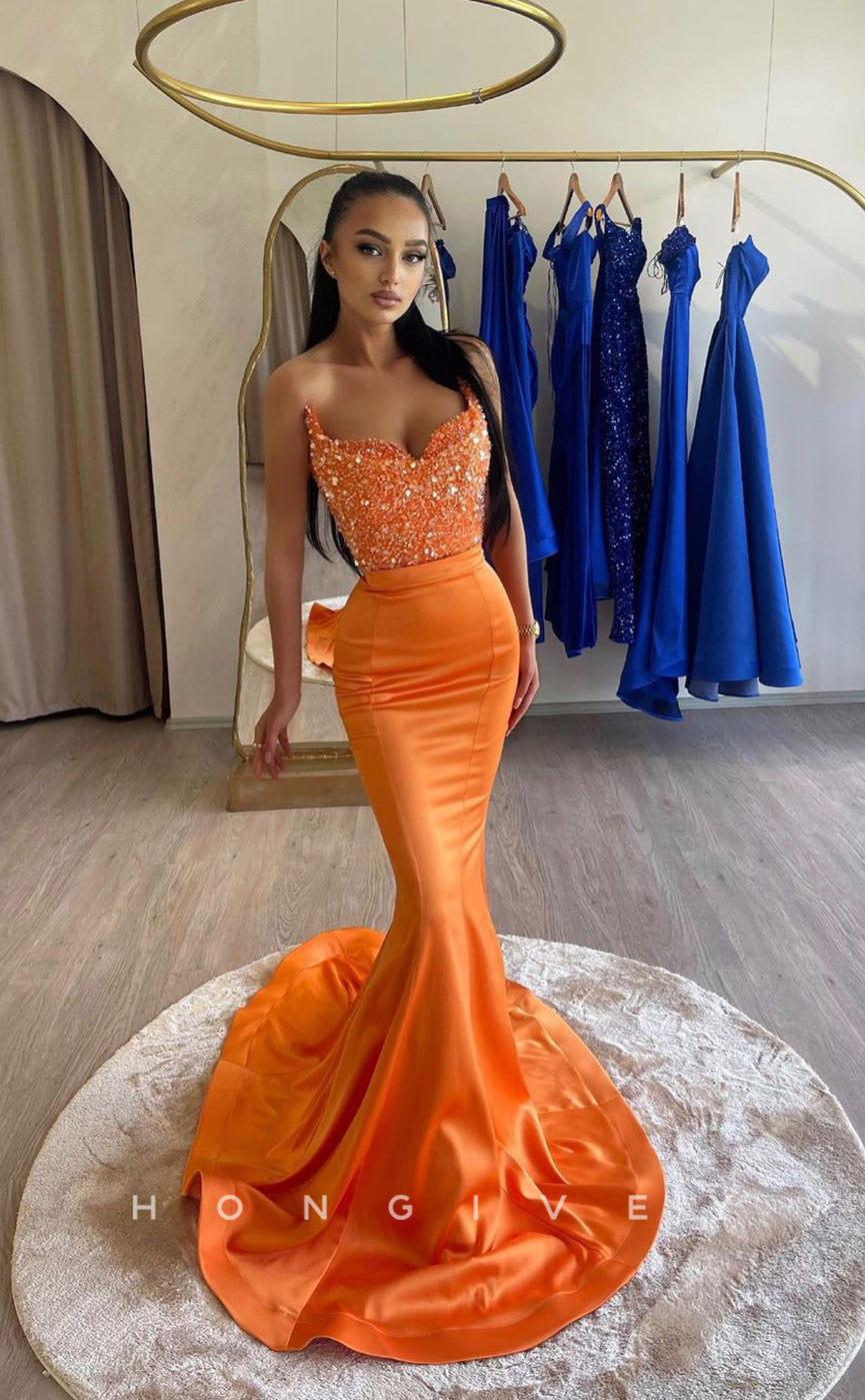 L1026 - Lace Embellished Trumpet With Train Evening Prom Formal Party Dress