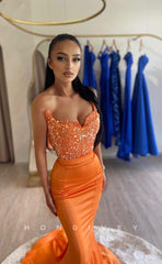 L1026 - Lace Embellished Trumpet With Train Evening Prom Formal Party Dress