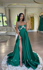 L1035 - Ornate Crystal Beaded Ruched With Train And Slit Evening Formal Party Prom Dress