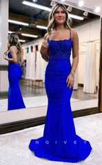 L1063 - Beaded Lace Embroidered Cross-Neck Illusion Mermaid With Train Formal Party Prom Evening Dress