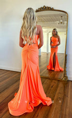 L1068 - Sexy One Shoulder Cutout With Train And Slit Formal Party Prom Evening Dress