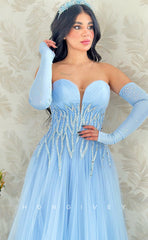 L1080 - Crystal Beaded Plunging IllusionWith Train Evening Party Prom Formal Dress