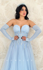 L1080 - Crystal Beaded Plunging IllusionWith Train Evening Party Prom Formal Dress