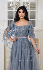 L1091 - Lace Floral Embroidered Ruched Sheer Evening Party Formal Prom Dress