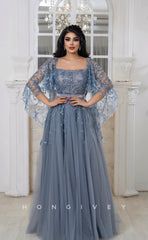 L1091 - Lace Floral Embroidered Ruched Sheer Evening Party Formal Prom Dress