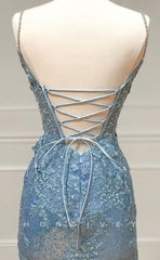 L1182 - Fully Sequined Lace Embroidered Plunging Illusion With Train And Slit Evening Party Prom Formal Dress