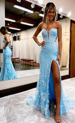 L1196 - Fully Lace Embroidered Plunging Illusion Puff Sleeves With Train And Slit Party Prom Evening Formal Dress
