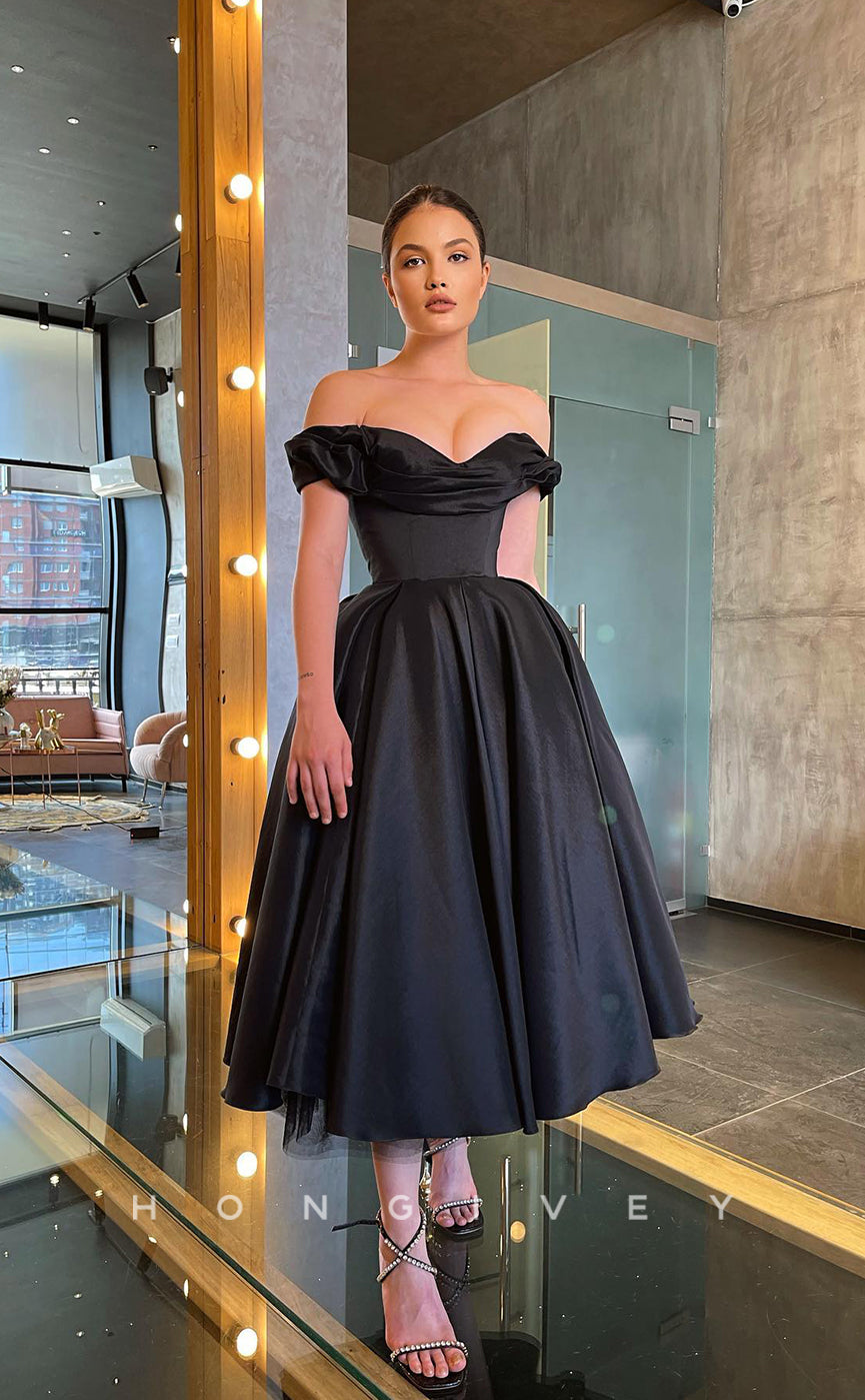 L1215 - Couture Simple Off-Shoulder Waist Princess Prom Formal Evening Party Dress