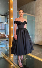 L1215 - Couture Simple Off-Shoulder Waist Princess Prom Formal Evening Party Dress