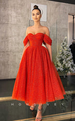 L1216 - Sparkly Off-Shoulder Waist Princess Prom Evening Party Formal Dress
