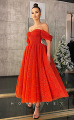 L1216 - Sparkly Off-Shoulder Waist Princess Prom Evening Party Formal Dress