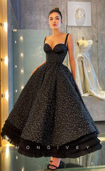 L1217 - Sweet Sparkly Tiered Waist Princess Prom Evening Party Formal Dress