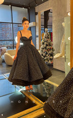 L1217 - Sweet Sparkly Tiered Waist Princess Prom Evening Party Formal Dress