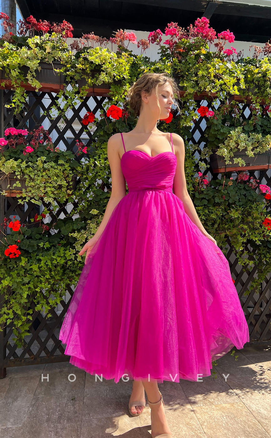 L1299 -  Sweet Ruched Tiered Strappy With Bow Detail Prom Formal Party Evening Dress